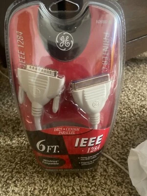 GE IEEE 1284 Printer Cable 6 ft DB25 CEN36M Parallel HO97887 Windows Compatible - Image 1 of 4