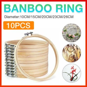 10PCS Bamboo Embroidery Hoops Ring Sewing Frame Cross Stitch Craft Wedding Xmas - Picture 1 of 22