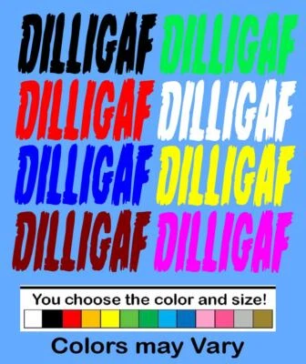 DILLIGAF Decal  Buy 1 get 1 FREE DOES IT LOOK LIKE I GIVE A FU*K FREE SHIPPING   - Image 1 of 2