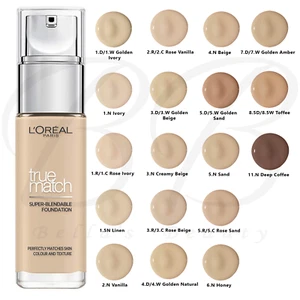 L'OREAL Paris True Match Super-Blendable Liquid Foundation SPF17 30ml *SEALED* - Picture 1 of 84