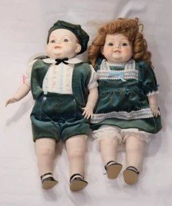 Pair Repro Georgene Averill Bonnie Babe Doll 1005 3652 Germany 17'' Teeth Green - Picture 1 of 15