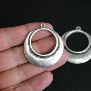 1 Anhänger Kreis Ethno Style Antik Silber Metall DIY Ohrring Schmuck Zubehör - Picture 1 of 7