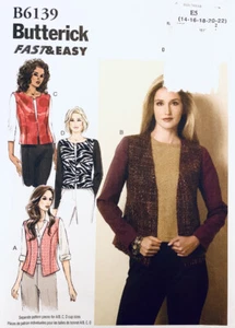 Butterick Pattern B6139 | Misses Jacket & Vest | Size 14 16 18 20 22 | UNCUT - Picture 1 of 3