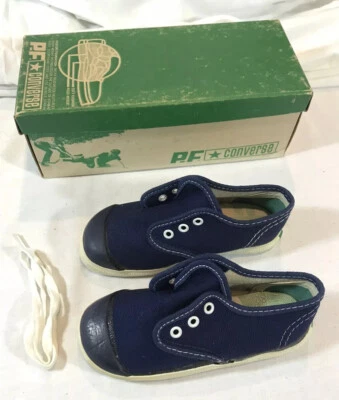 Vintage NOS 1972 PF FLYERS Converse Blue Canvas Athletic Shoes Boys 7.5 w/Box - Image 1 of 4
