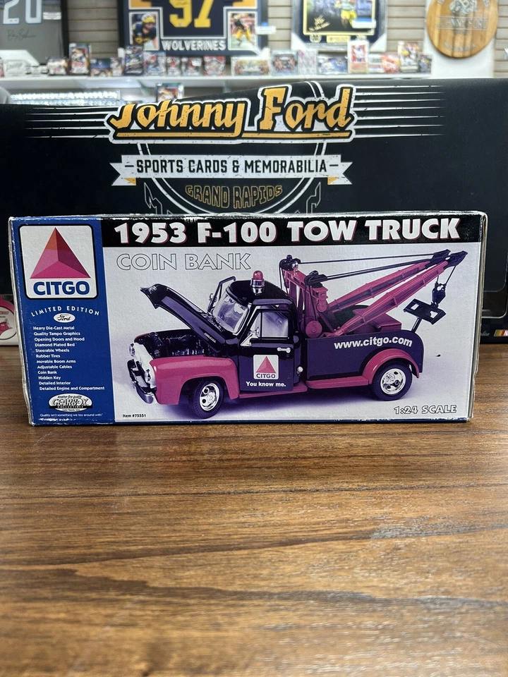 Gearbox 1953 Ford F-100 Citgo Tow Truck Coin Bank 1/24 Limited Edition New - Image 1 of 3