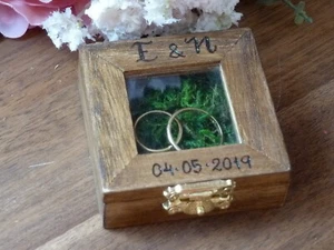 Boîte De Bague Rustique Avec Vitre. Cadeau De Fiançailles, Boîte De Proposition. - Picture 1 of 10
