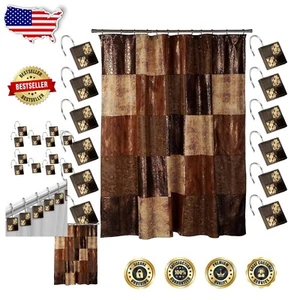 Elegant 13-Piece Shower Curtain Set with Animal Print and Hooks - Gift Idea - Picture 1 of 10