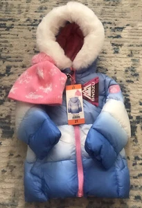 Snozu Girls Fleece Lined Jacket and Hat, Blue/Pink 2T - Toddlers - Picture 1 of 7