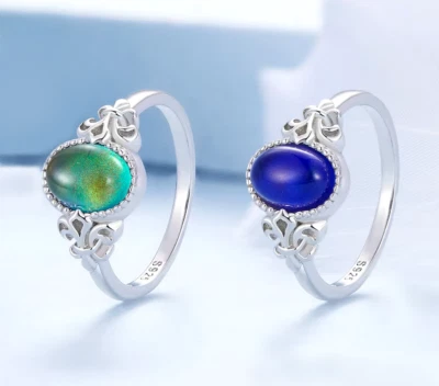 Platinum 925 Sterling Silver Emotions Mood Stone Color Changing Ring - Image 1 of 4