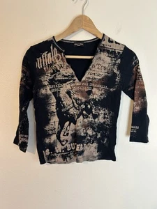 SKINNY MINNIE Y2K Cowgirl Western Lucky Wild West Saloon Graphic Baby Tee Size M - Picture 1 of 6