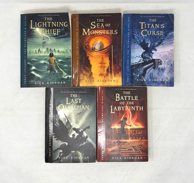 Percy Jackson and the Olympians 1-5 Paperback Original Covers Good - Free Ship - Immagine 1 di 4