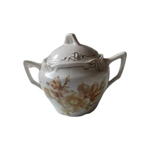Vintage Leuchtenburg Three Crown Lidded Porcelain Sugar Bowl Rose Design - Picture 1 of 6