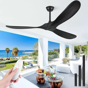60 Inch Wood Ceiling Fans without Lights, Indoor Outdoor Ceiling Fan no Light... - Picture 1 of 8