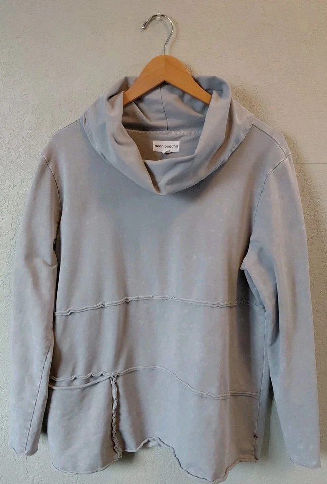 Pullover gris con cuello de capucha gris lavado a la piedra Neon Buddha para mujer talla XL Foto 1 de 4