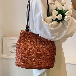 Bolsos de hombro tejidos Bolsos de mano para mujer Bolso de verano hecho a mano Bolsos de viaje para mujer - Imagen 1 de 26