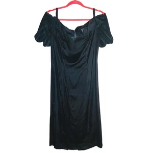 Vintage Expo Night Black Velvet Midi Wiggle Dress Prom Formal 12 Whimsigoth - Picture 1 of 9