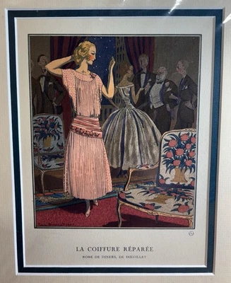 1921 Gazette du Bon Ton No4 Pierre Brissaud LA COIFFURE REPAREE Pochoir - Image 1 of 4