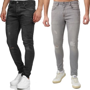 Pantalones vaqueros para hombre Tazzio Skinny Fit pantalones vaqueros elásticos denim Destroyments - Imagen 1 de 13