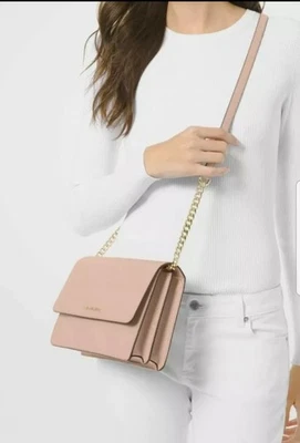 MICHAEL KORS Daniela Large  Leather Crossbody Bag NWT SOFT PINK  $325.00 ❤ - Image 1 of 3