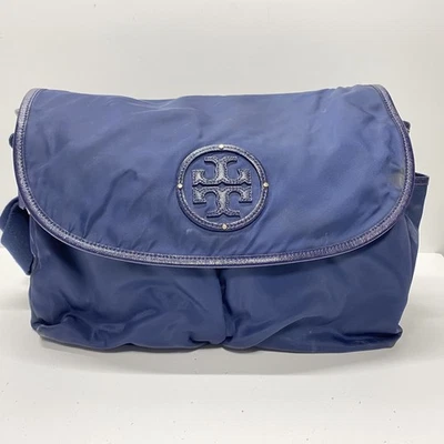 Cartera para mujer Tory Burch azul de nailon liso dorado herrajes Foto 1 de 4