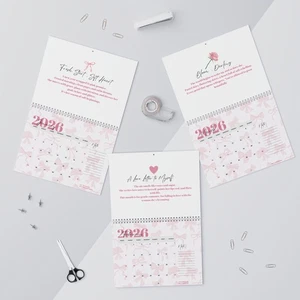 Coquette Wandkalender 2026|Rosa Schleife Ästhetischer Kalender Soft Girl DekoFeminin  - Bild 1 von 5