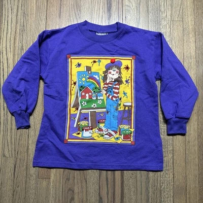 Camisa Vintage Zoodles Púrpura Niña Arte Pintor Talla 4 Manga Larga Gemas Bedazzle Foto 1 de 4