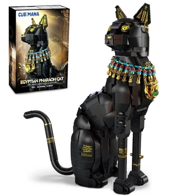 Conjunto de construção de gato faraó egípcio - Animal gato preto blocos de construção brinquedo para ... - Imagem 1 de 4