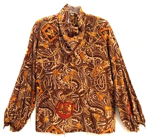 NEU LINDA ALLARD - Vintage SEIDE Bluse Ketten Quasten hoher drapierter Ausschnitt - 6 - $ 225 - Bild 1 von 24