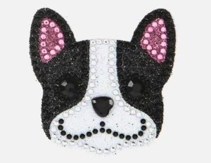 Boston Terrier/French Bull Hund Strass & Glitzer Aufkleber/Klebe Edelstein 2" - Bild 1 von 2