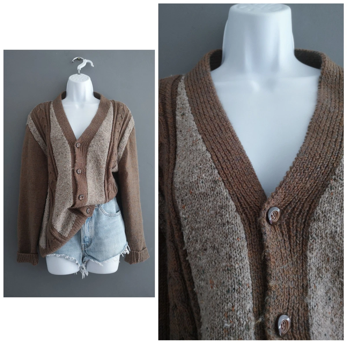 トップス vintage 80s dezert 2tone cardigun vintage 80s dezert 2tone cardigun Wool Blend Cardigan Women's
