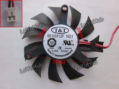 For T&T 6010M12F Graphics card Fan DC 12V 0.20A 55x55x10mm 2wire 2pin - Image 1 of 2