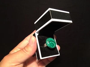 Anillo Mujer Regulable Plata 925 Con Malaquita/Plata Ajustable Anillo - Imagen 1 de 1