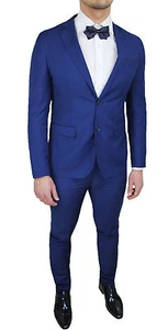 ABITO COMPLETO UOMO SARTORIALE BLU SLIM FIT NUOVO ELEGANTE CERIMONIA da 44 a 60 - Imagen 1 de 5