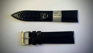 Rhein Fils 22mm Correa de Cuero Genuino Hebilla de Acero Nuevo Negro Brillante - Imagen 1 de 2