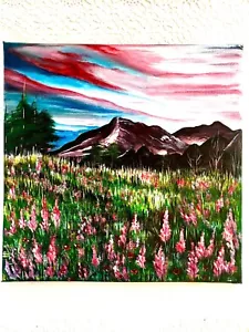 GENUINE PAINTING Home decor. NORWAY . NO PRINTS . CANVAS 9,5", AKRYLIC. - Picture 1 of 1