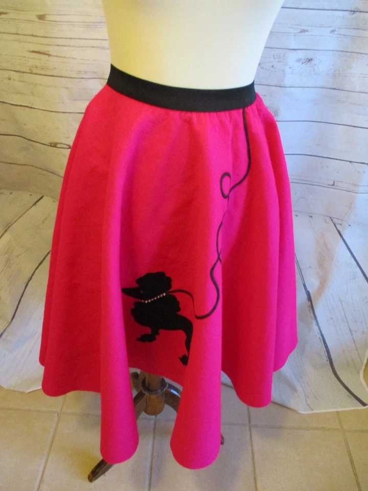 Annie's Poodle Skirt Adult XS Pink Costume Felt Hip Hop Sequins Elastic Waist - Image 1 of 4