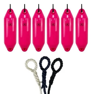 6 x HURRICANE Boat Fenders: PINK PM02 - FREE SPLICED END 10MM ROPE - Picture 1 of 2