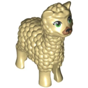 Lego Llama Tostada/Alpaca con Ojos Verdes Brillantes y Patrón de Hocico de Turrón Medio - Imagen 1 de 1
