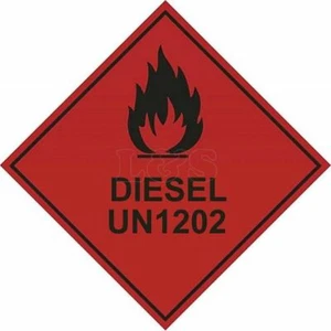 Etiqueta de diamante de advertencia de peligro diésel UN1202 100 mm x 100 mm - autoadhesiva - Imagen 1 de 1