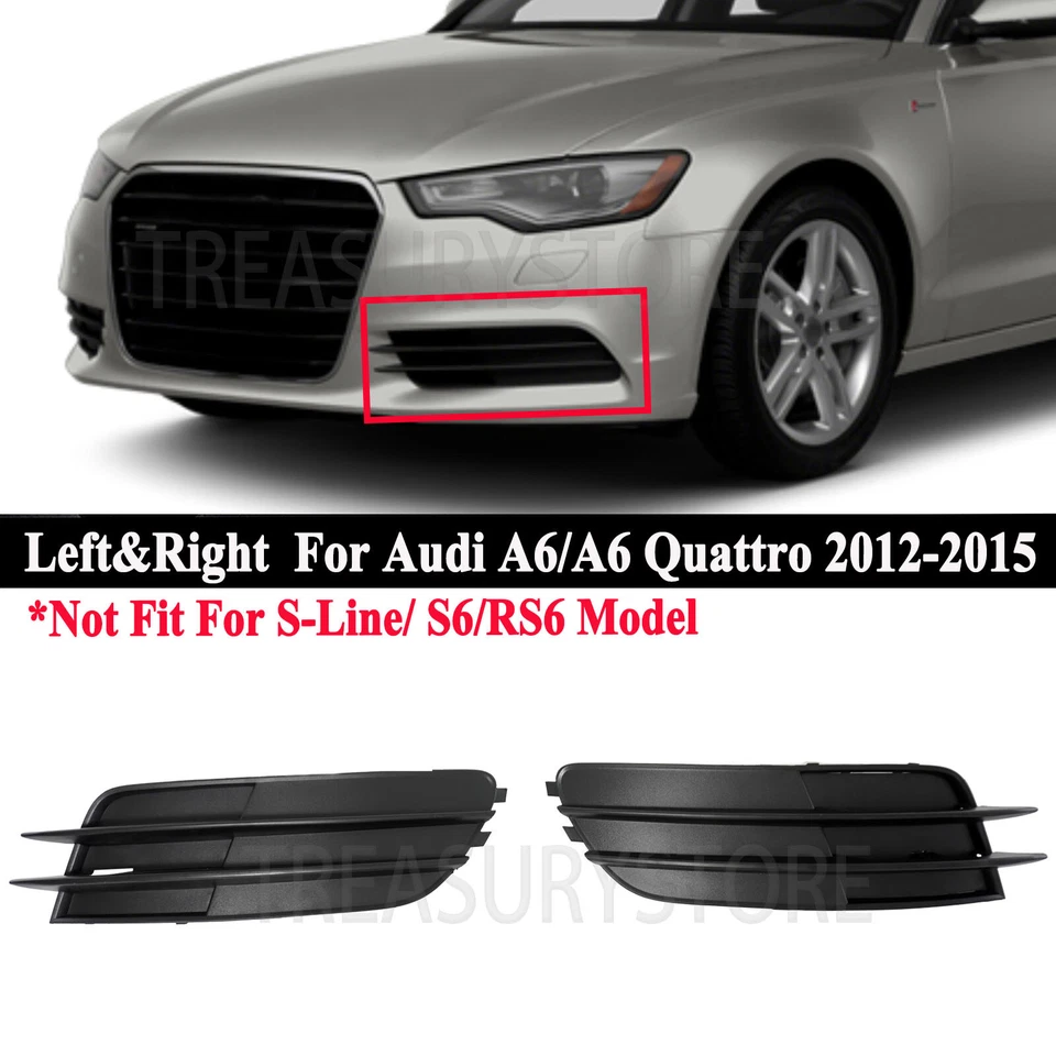 For Audi A6 / A6 Quattro 2012-2015 Left Right Front Bumper Fog Light Cover Pair - Image 1 of 4