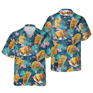 Taco Food Hawaiian Shirt Casual Button Down Shirt Beach Summer Unisex - Picture 1 of 5