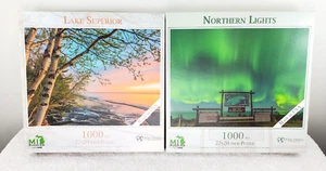 2 KOMPLETTE MI Puzzles - Lake Superior & Northern Lights - 1000 Teile - einmal gebaut - Bild 1 von 17