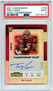 TREY LANCE RC 2021 CONTENDERS CHAMPIONSHIP TICKET ROOKIE AUTO SP 49/49 PSA 9 - Picture 1 of 2