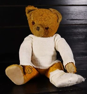 Sweet antik gegliederter Stroh Teddy 36cm wartet auf den Puppendoktor Steiff? #D - Picture 1 of 8