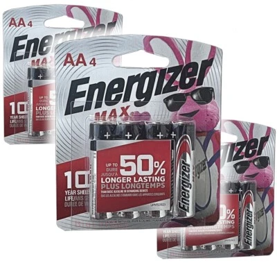 ENERGIZER Max AA Batteries Long Lasting New Alkaline Battery On Sale USA 3-Pack - Image 1 of 2