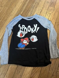 Super Mario Spooky Ghosts Long Sleeve Shirt Tee Game Movie Kids Toddler Size 7 - Picture 1 of 2