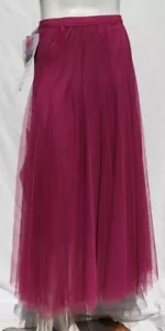 NEW $59 CHICWISH US women’s S M Magenta A Line My Secret Garden Tulle Maxi Skirt - Picture 1 of 5