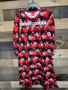 Girls Disney Mickey Minnie Plaid Holiday Nightgown Christmas Size 6 - Picture 1 of 4