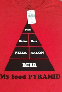 Guys Food Pyramid Pizza Bacon Beer T Shirt _ Size 3XL - Picture 1 of 2
