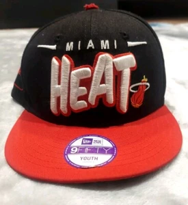 Miami Heat Youth NBA HWC New Era 9fifty Snap Back Cap Adjustable Hat Black Red  - Picture 1 of 7